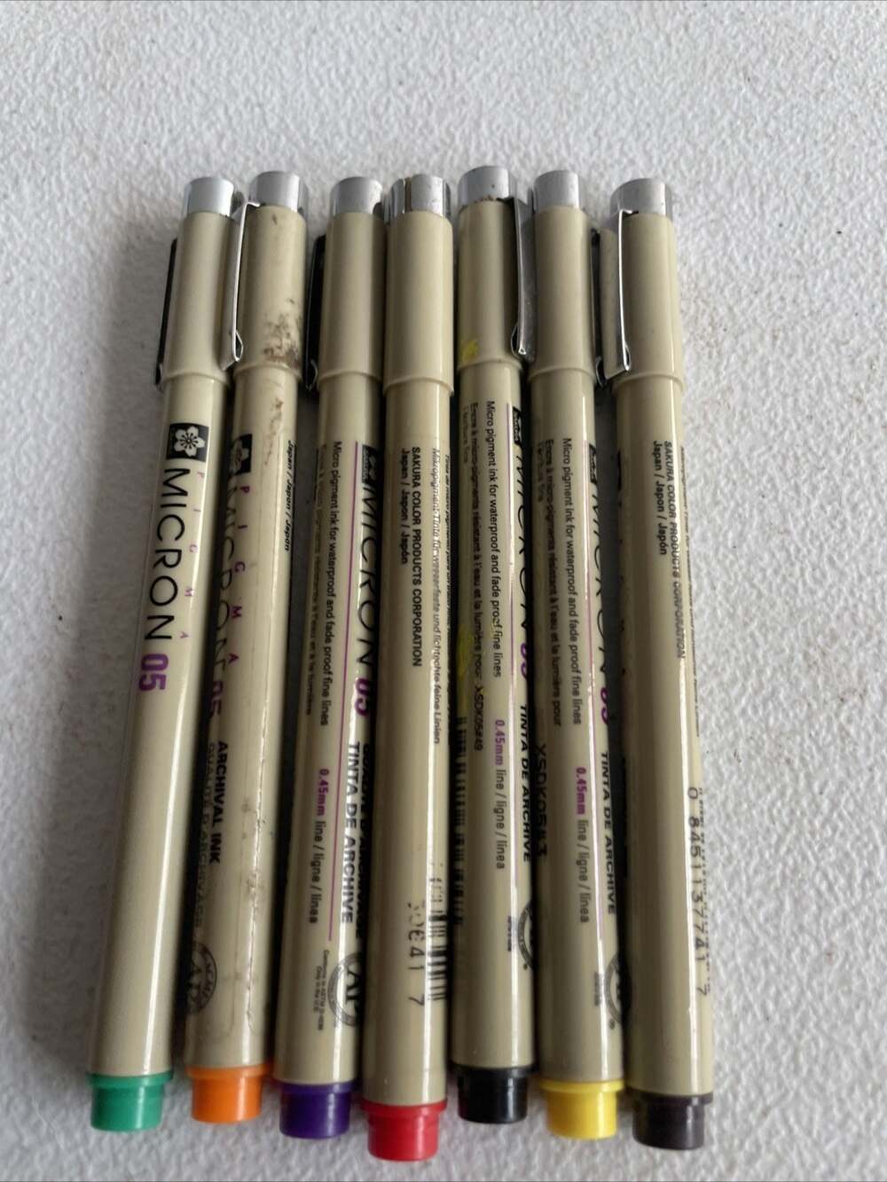 XSDK05-117 Sakura Pigma Micron 05 Marker Pen, 0.45mm Tip Lot Of 7